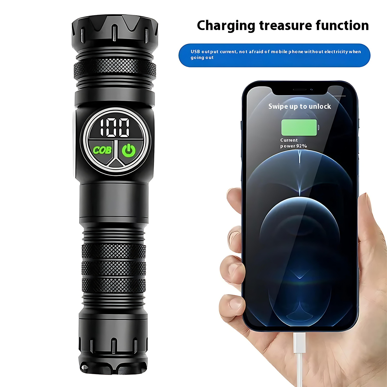 Adjustable Outdoor Aluminum Flashlight with Digital Display 1