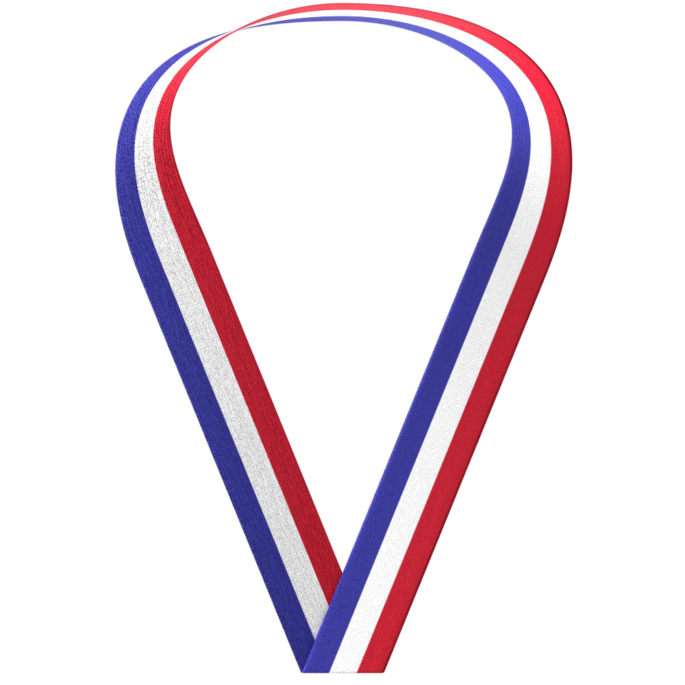 1 1/2" X 34" Red, White & Blue Neckband Sewn Through 1
