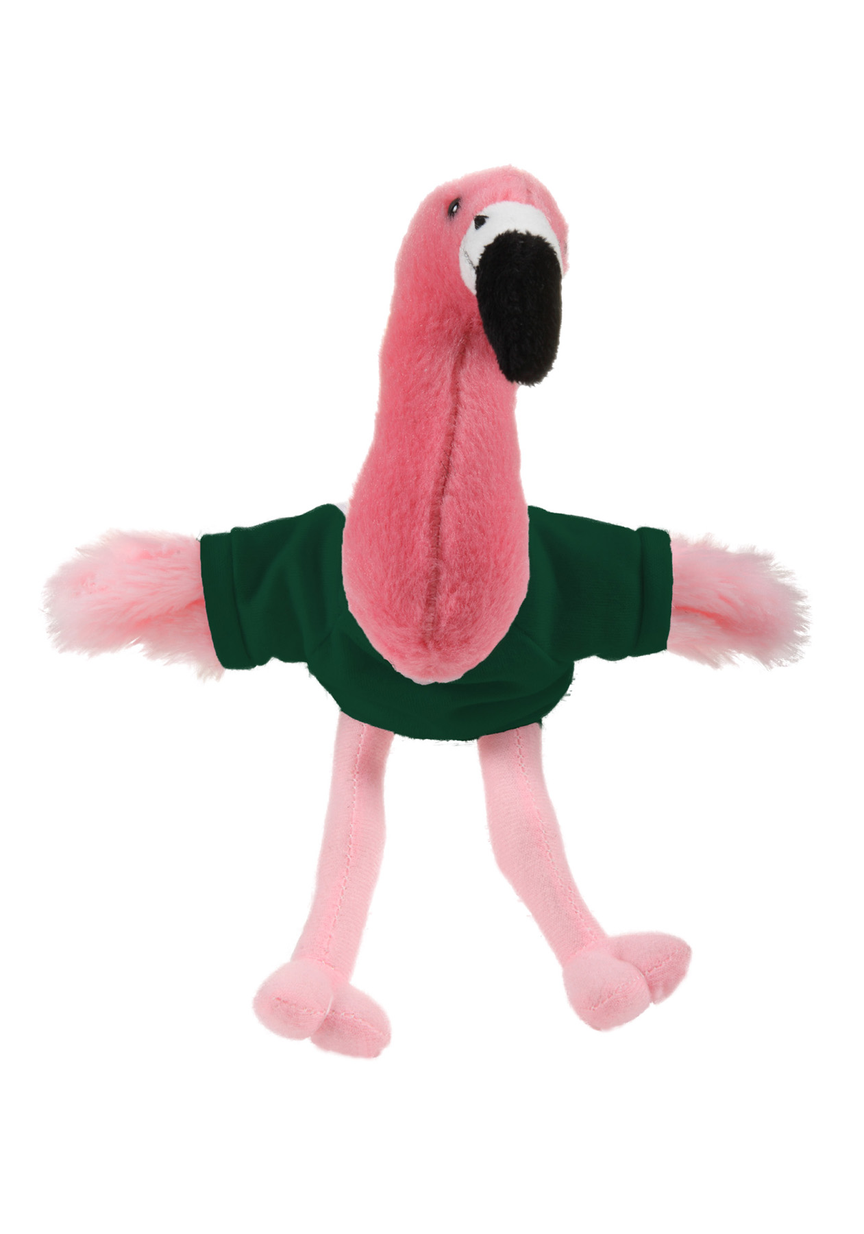 Soft Plush Sitting Flamingo waering a T-Shirt 17