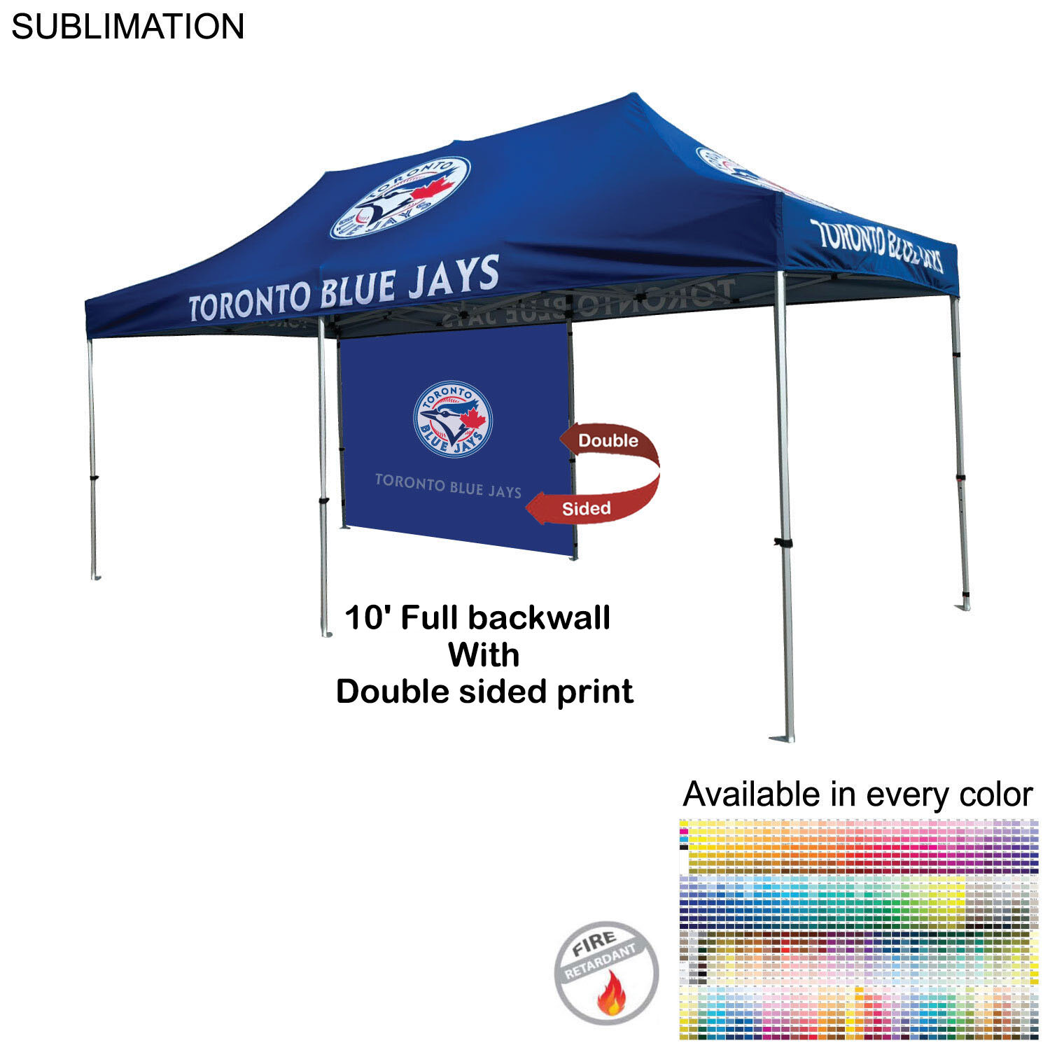 10' Back Wall for 10x20 Tent Kit, Sublimated, Double Sided Print 4