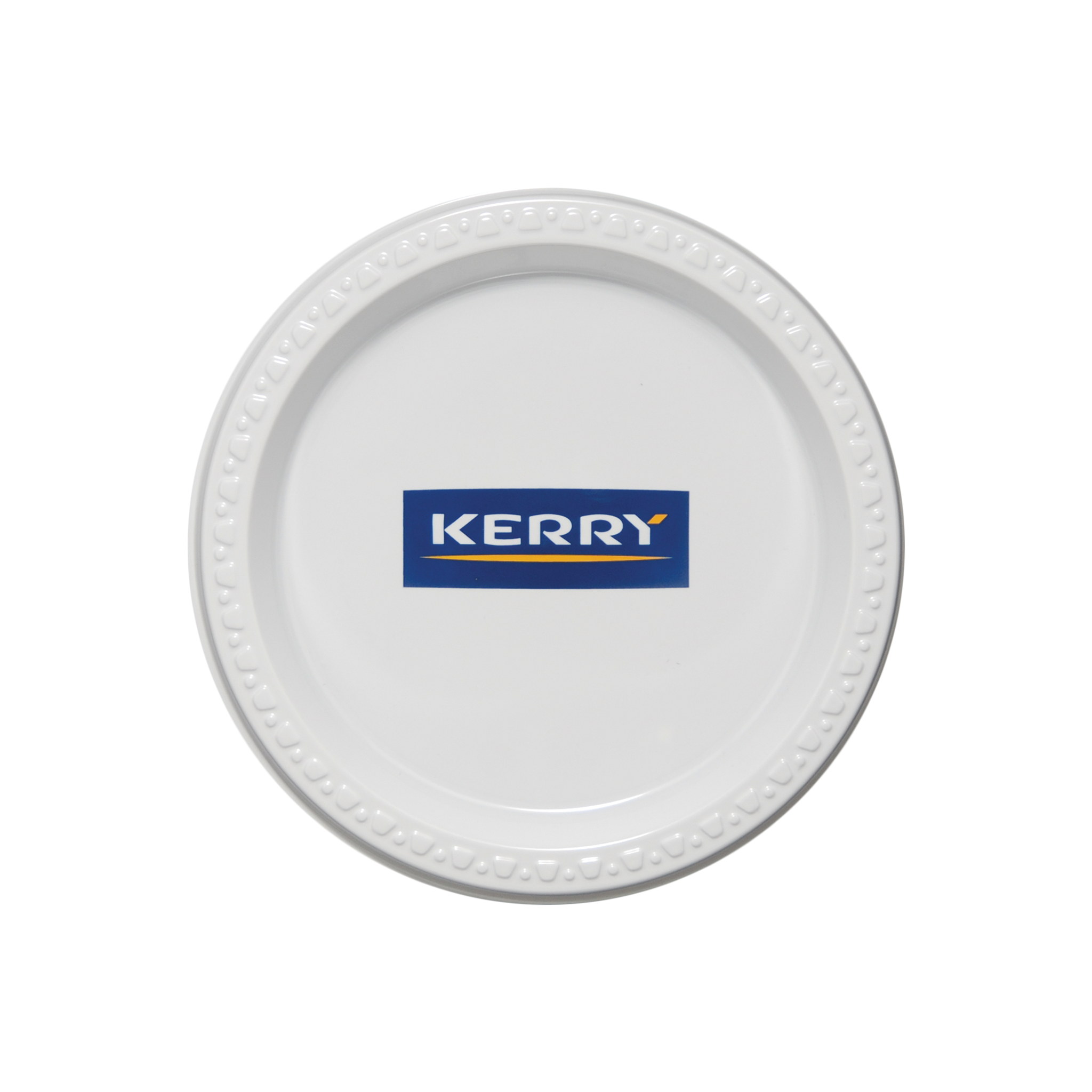 7.000" Plain Medium Weight Plastic Plate Round White Tradition Print 3