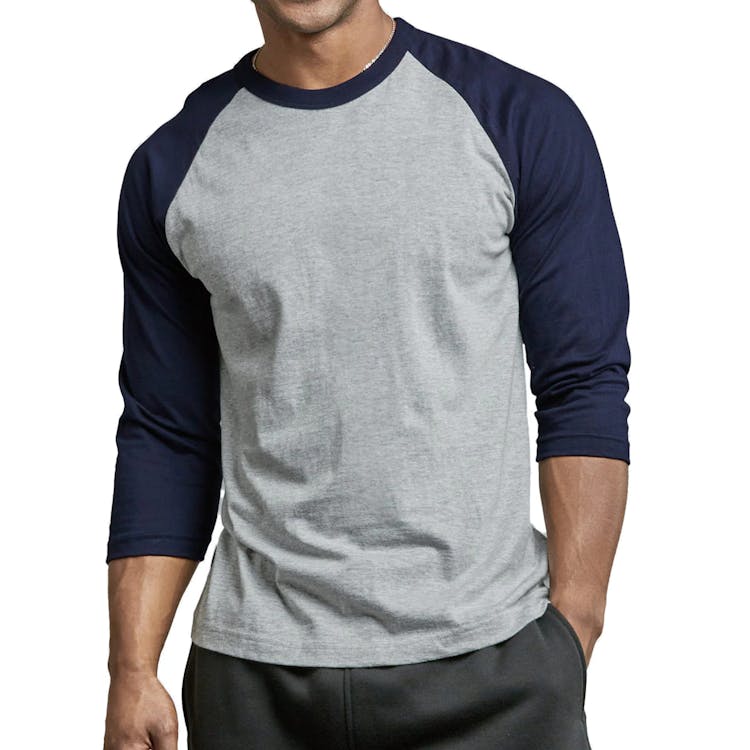 Men's 3/4 Sleeve Baseball T-Shirt - Small Navy/Light Gray 1