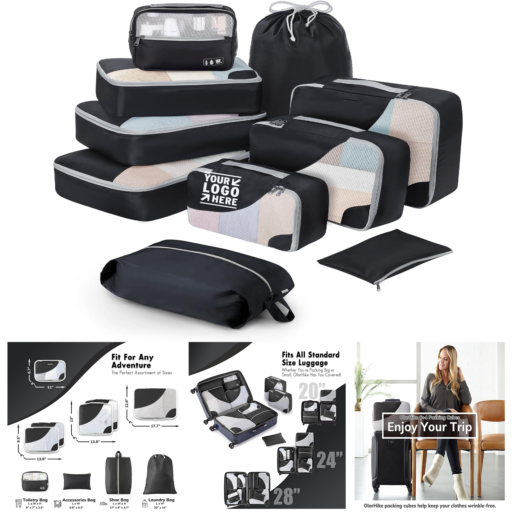 10 Set Durable Upgrade Anti-Tear Stitching Packing  Suitcases Cubes Organizers Travel Essentials 