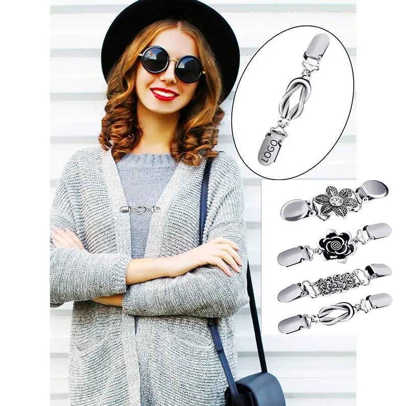 Vintage Shawl Clips 4Pcs Set Fur Ball Cardigan Brooch for Women 1