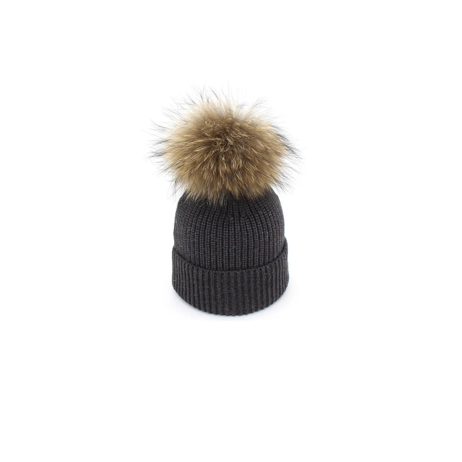 Thermal Winter Beanie Hairball Hedging Cap Knitted Hat 1