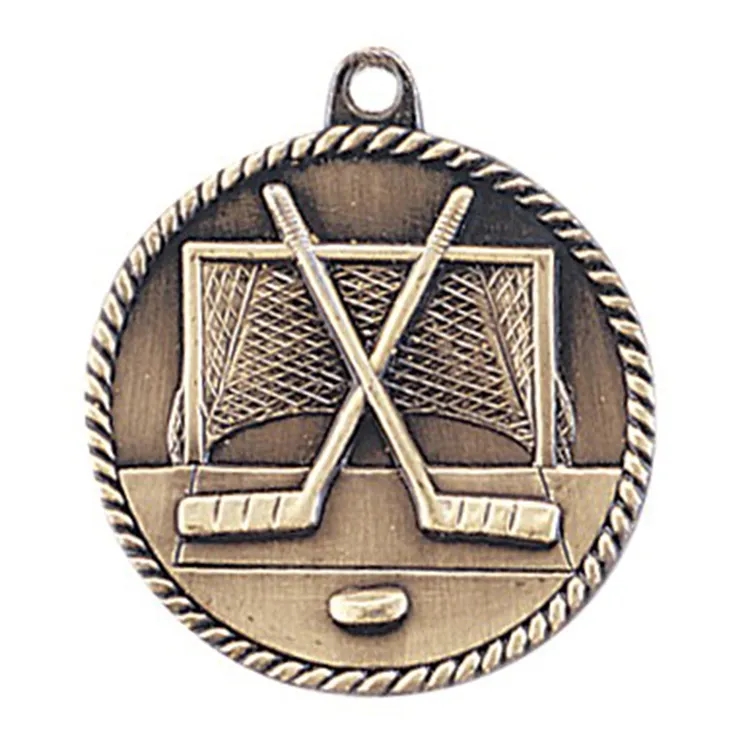 2" High Relief Medal-Hockey 2