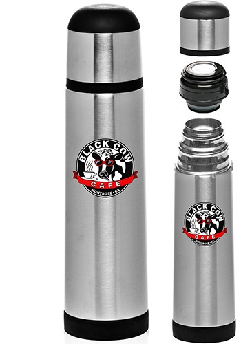25 oz Black Band Stainless Steel Vacuum Flask, custom water bottle with logo imprint 2