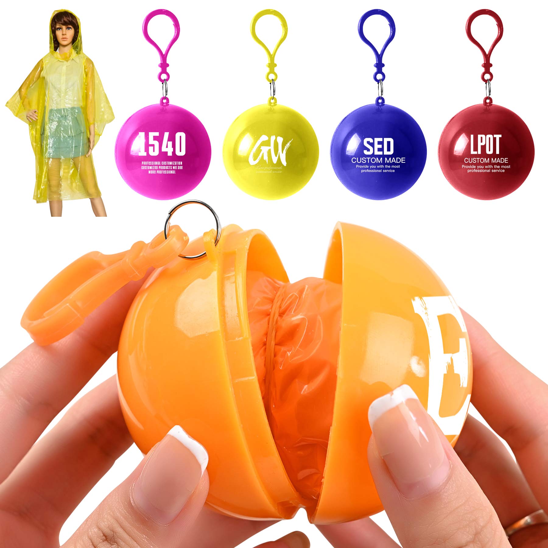 Disposable Emergency Raincoats Ball Key Chain 1