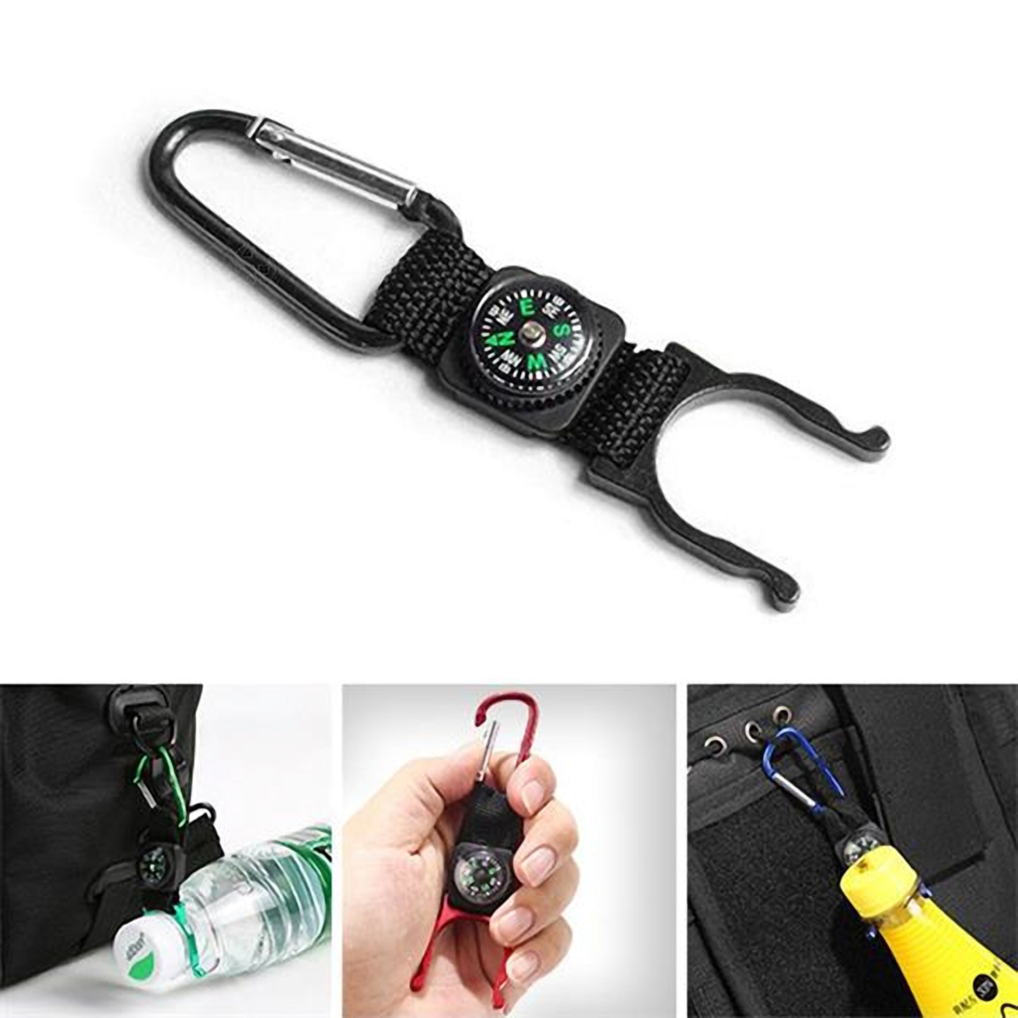 Bottle Holder w/Compass and Carabiner Clip 3