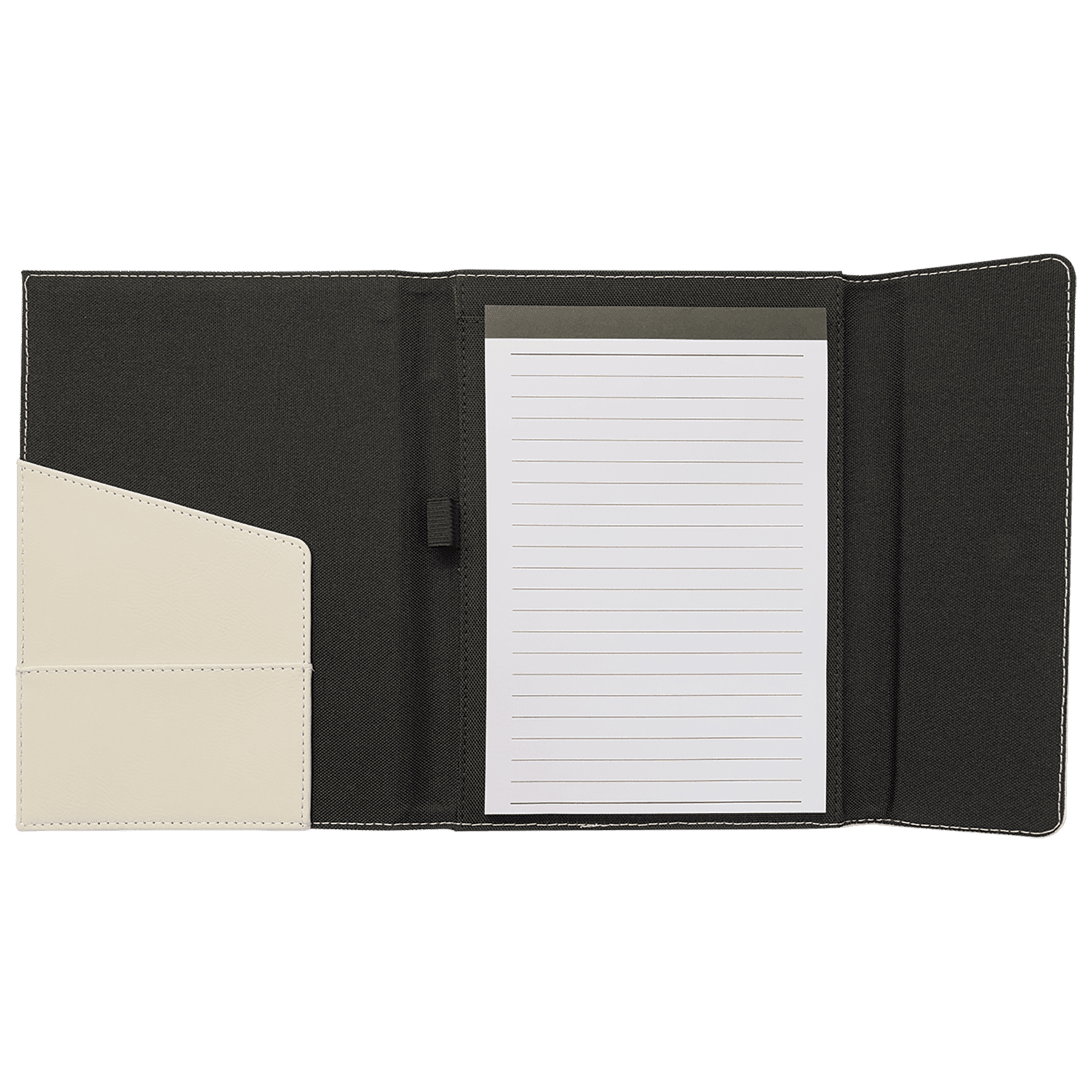 7" x 9" White Leatherette & Black Canvas Portfolio 7