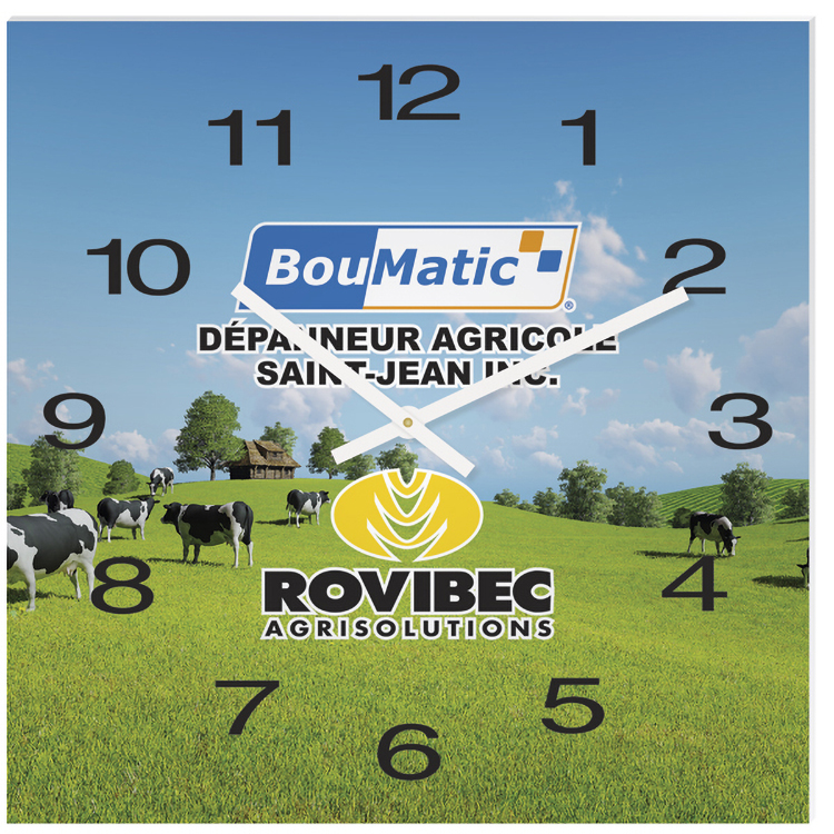 White Acrylic Square Clock (11 3/4"x 11 3/4") Full Colour Imprint