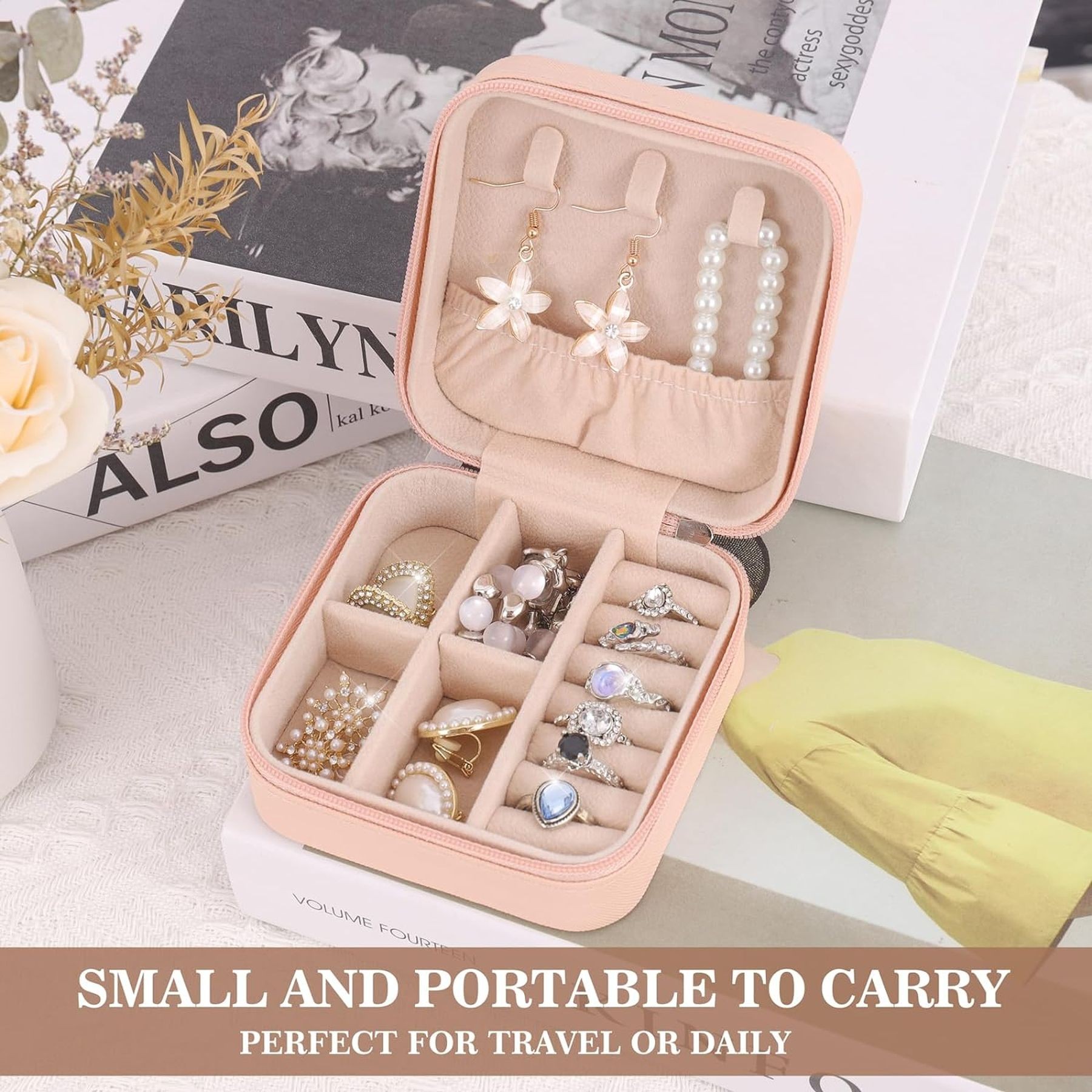 Pu Leather Small Jewelry Box Travel Portable Jewelry Case 7