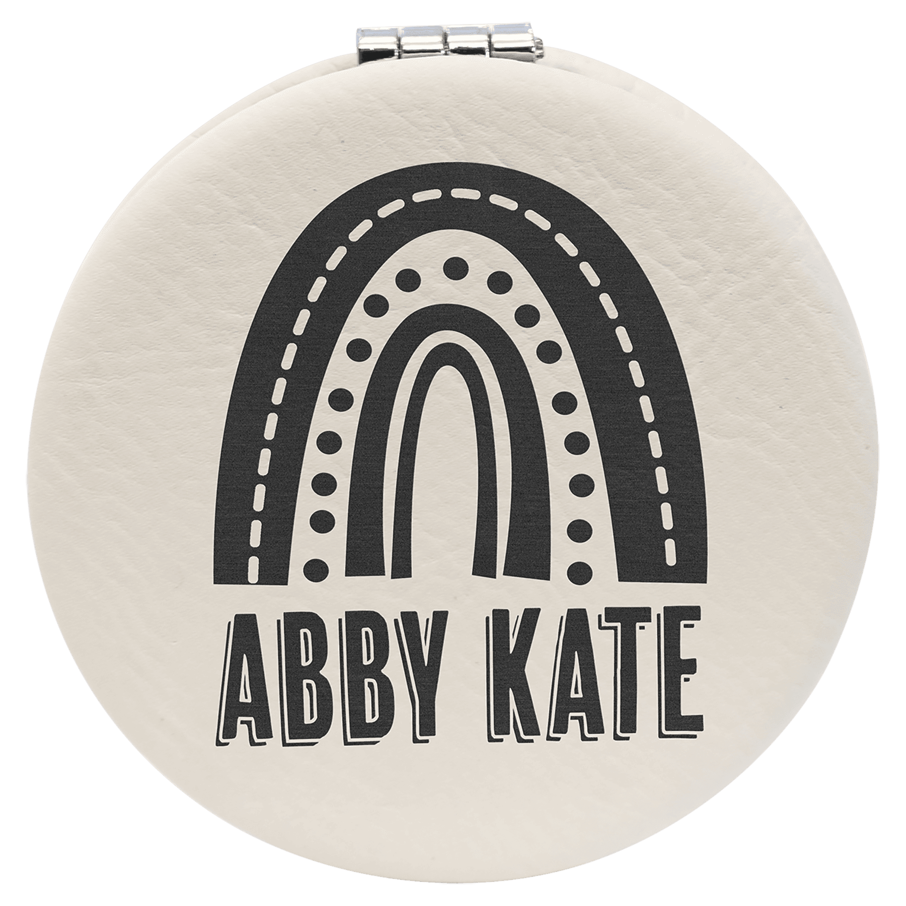 2 1/2" White Leatherette Compact Mirror 2