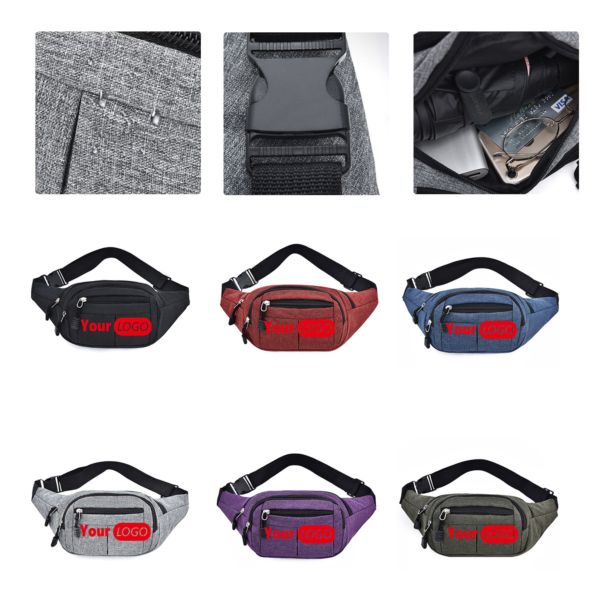 MOQ50 Personalized Lightweight Travel Waist Bag 2