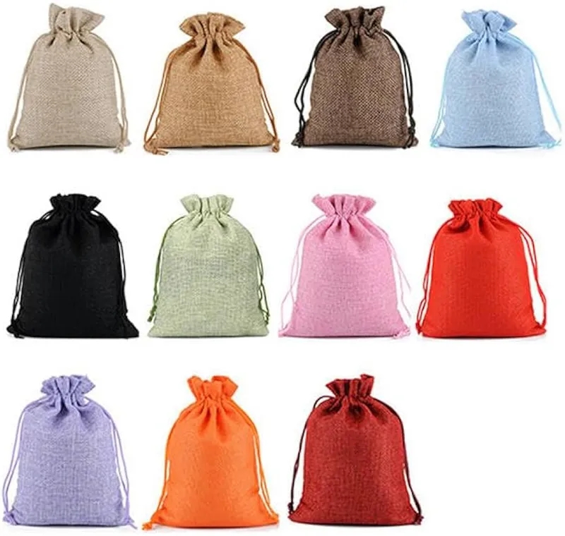 Custom Jute Drawstring Gift Bag - 4''w x 5.5''h 11