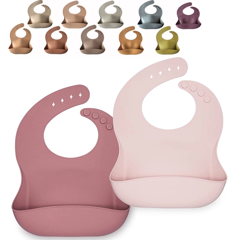 Silicone Waterproof Baby Bibs with Pocket 2