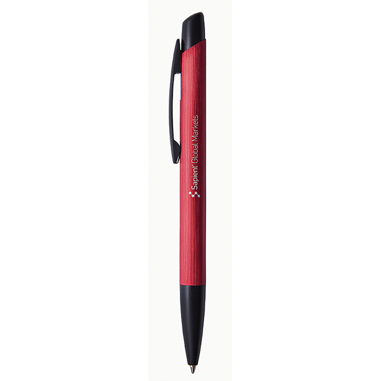 Iclic Push Top Ballpoint Pen with Metallic Brushed Finish