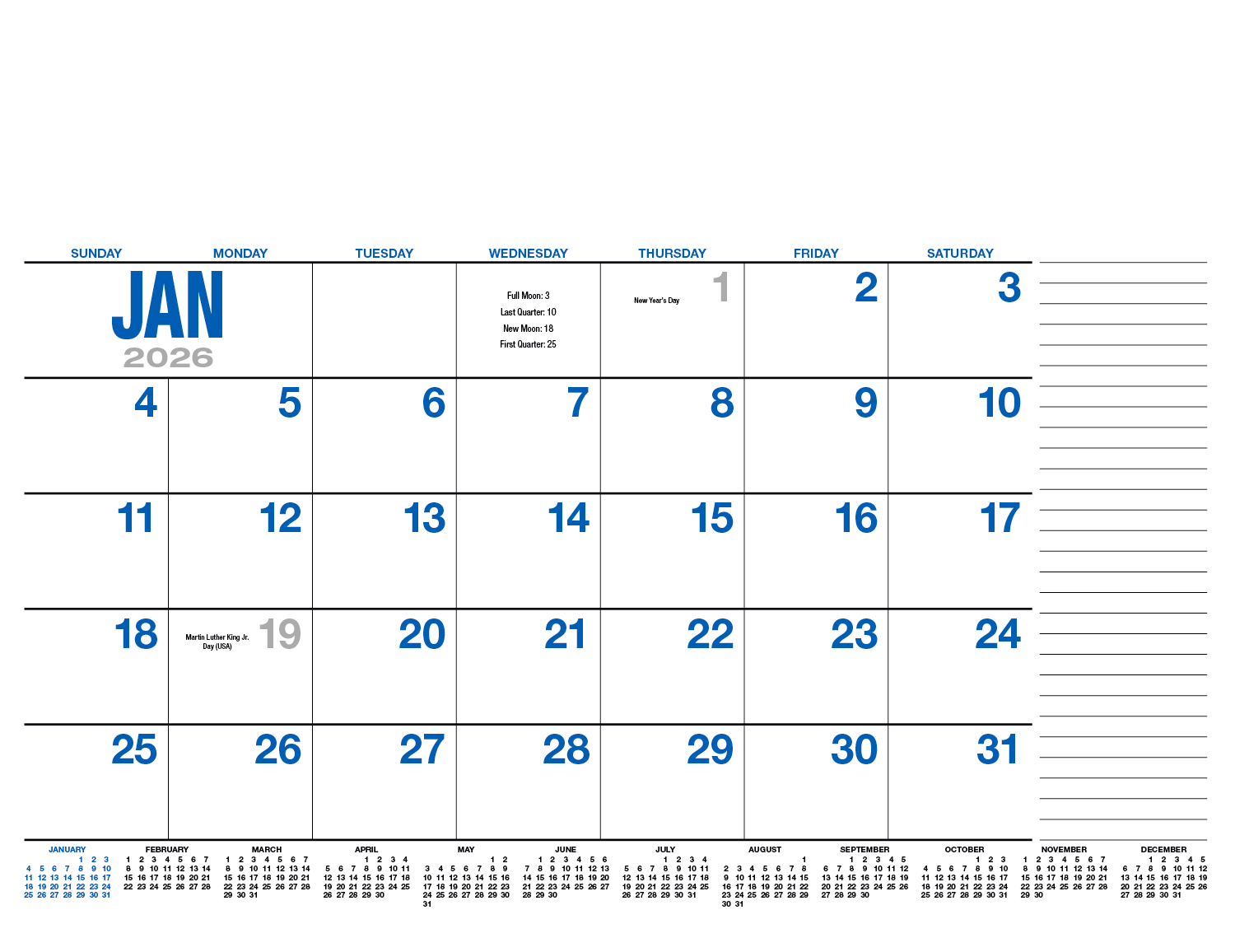 HotLine® Products 13-Month Desk Pad Calendar 48