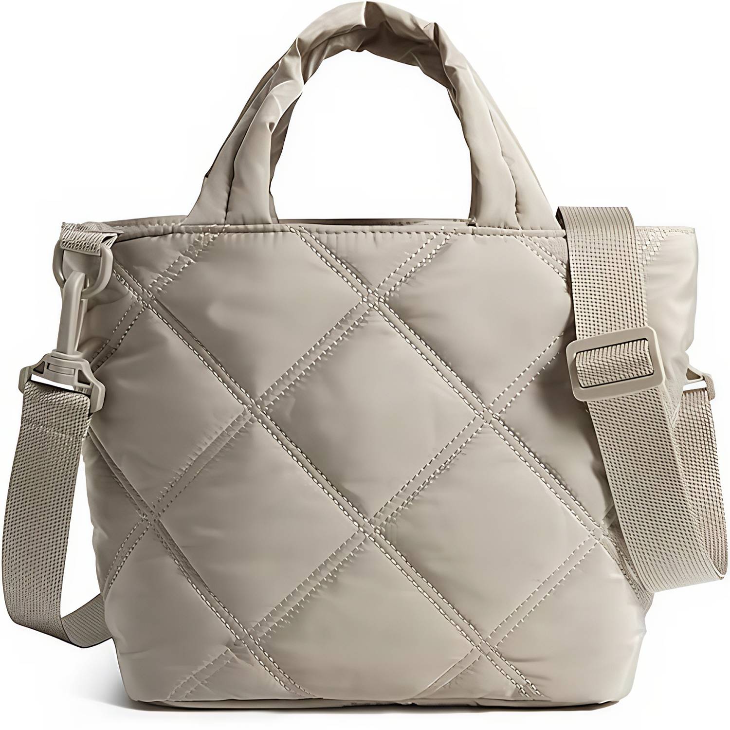 Nylon Puffer Quilted Crossbody Tote Bag w/ Handle 5