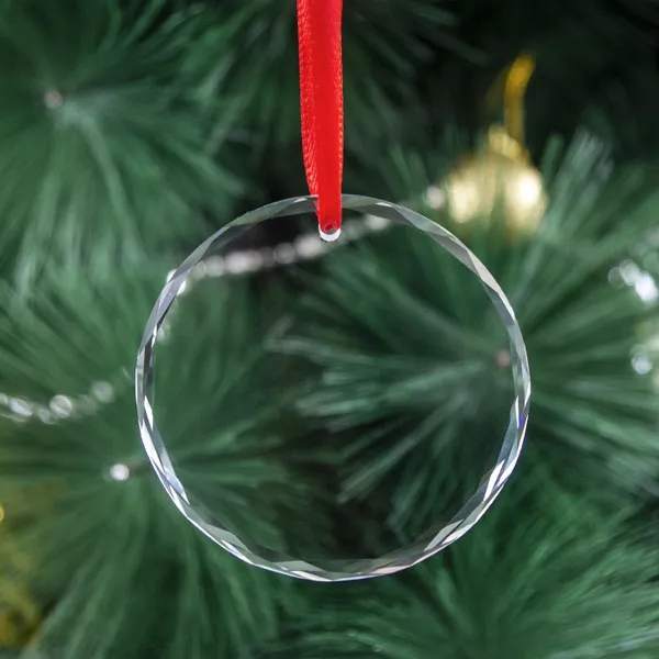 Round Facet Crystal Ornament - 3.15" 3