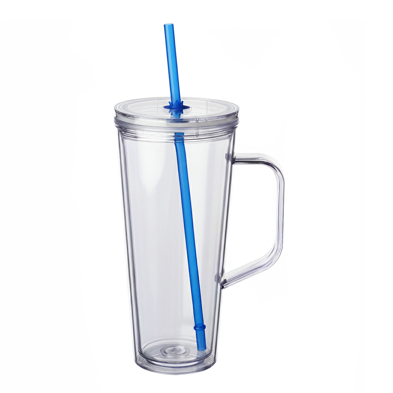 Double Wall Plastic Tumbler with Straw, 24 oz. 5