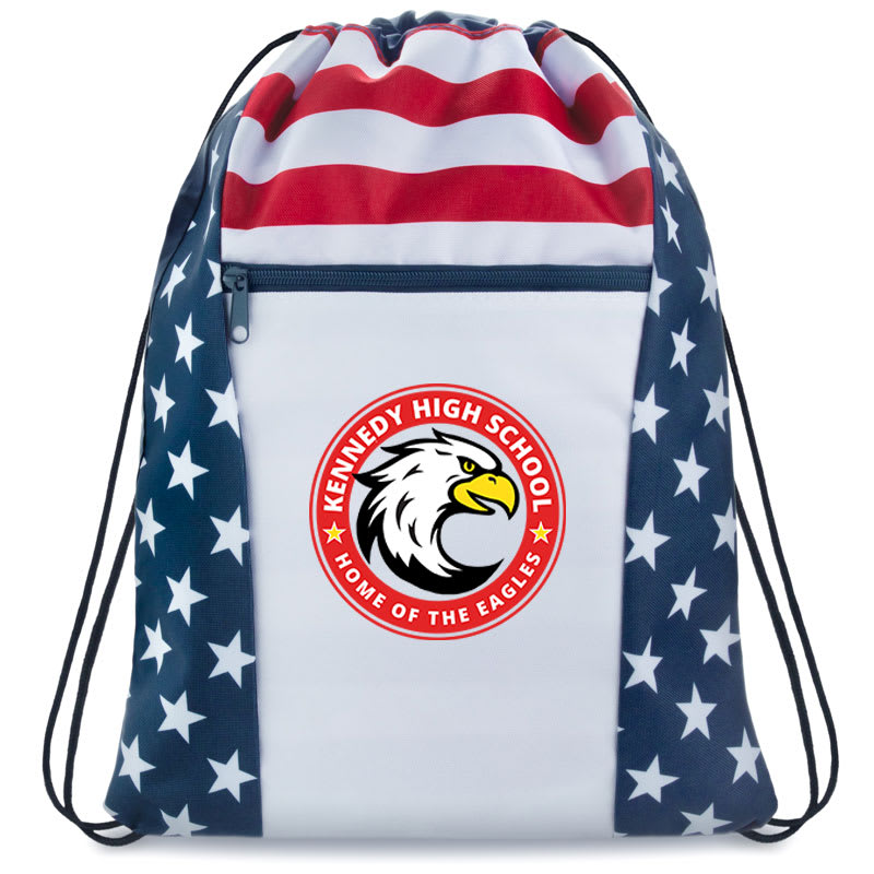 Custom American Flag Drawstring Tote Bags 3
