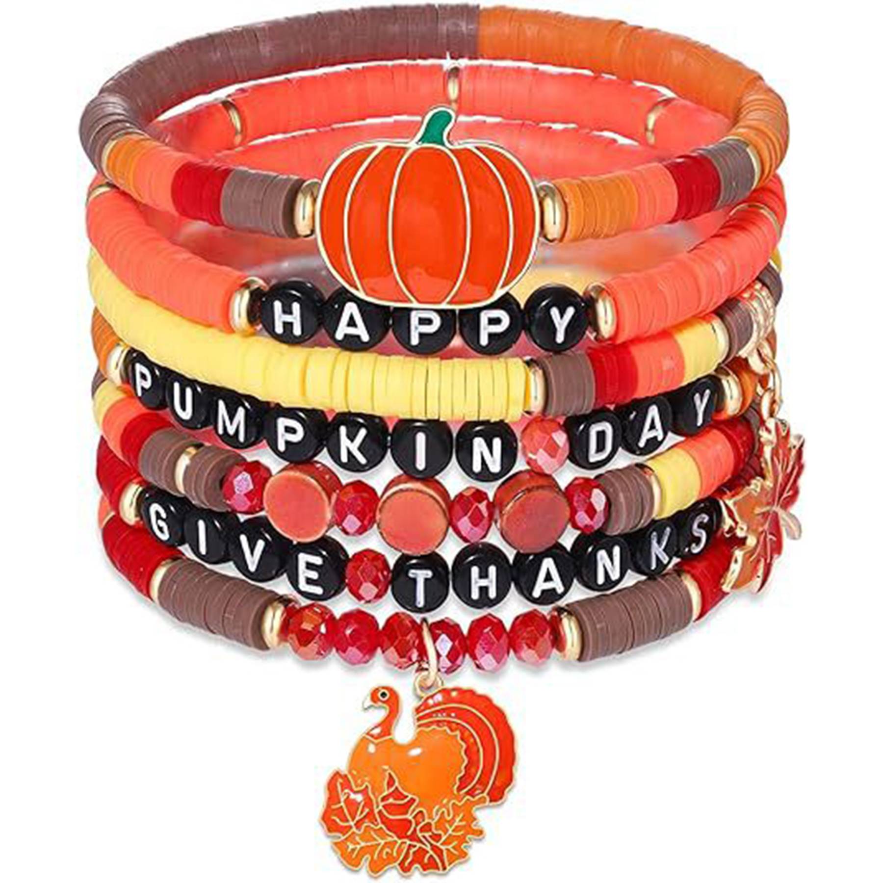 Plastic Thanksgiving turkey maple leaf pendant bracelet 2