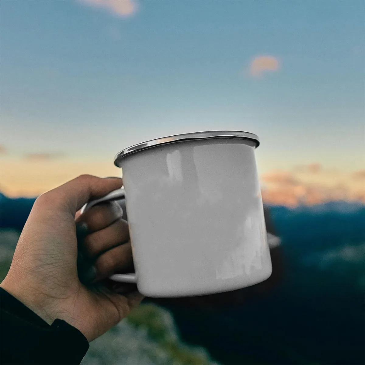 12Oz. Camping Enamel Mug with Silver Rim & Handle 5