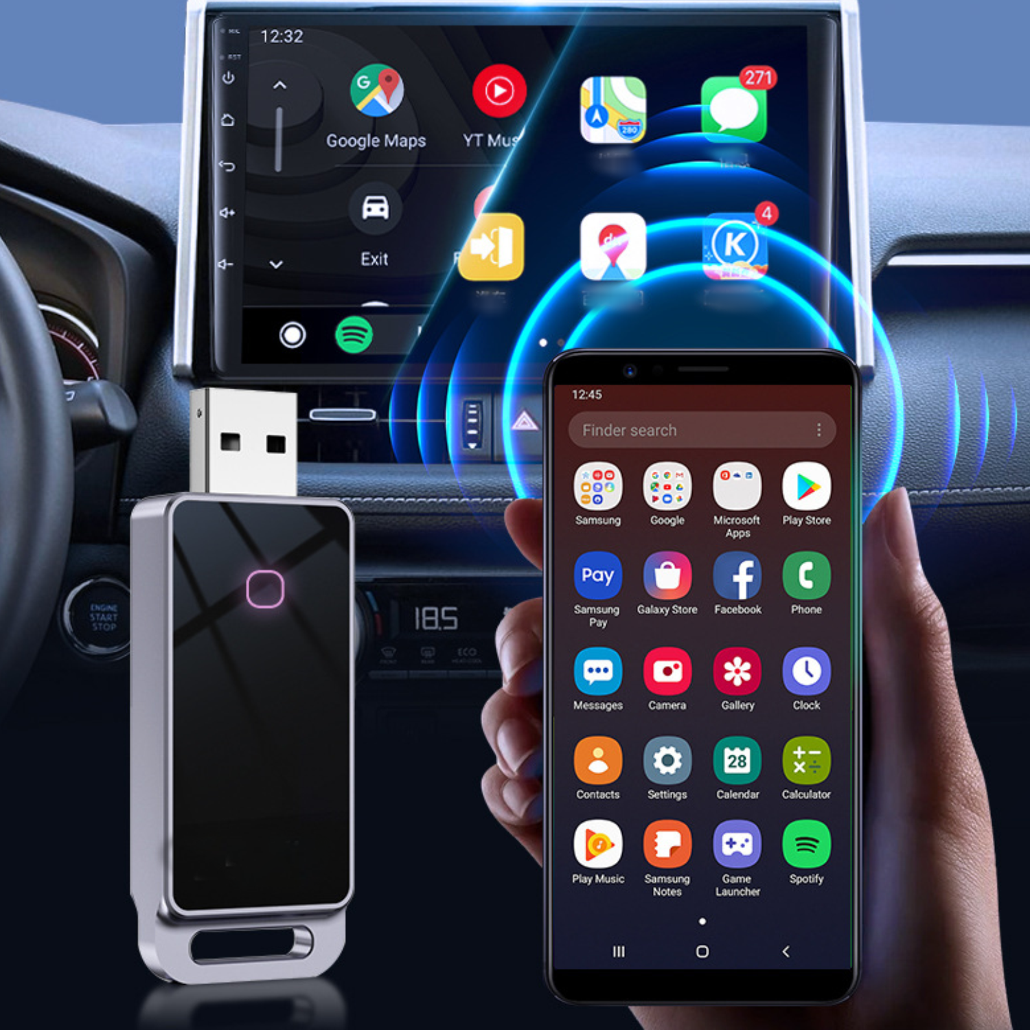 Vehicle USB Wireless CarPlay Adapter 2