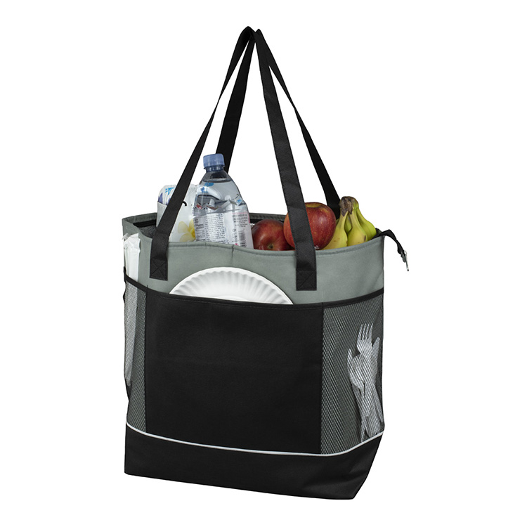 22"W x 16"H x 7 ½"Gusset - "FROST LINE" Super-Sized Insulated Zipper Cooler Tote 60