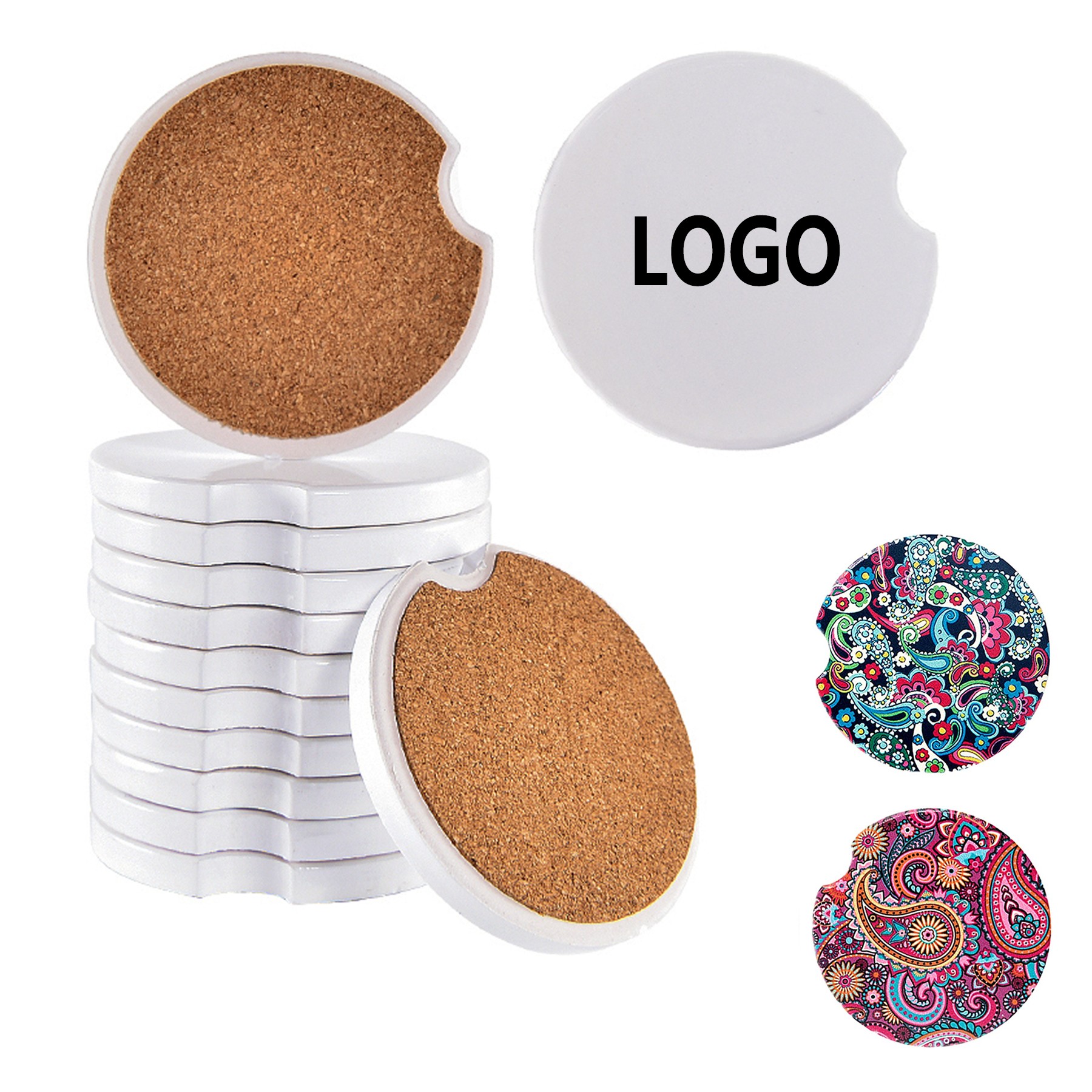 Anti-Slip Car Ceramic Absorbent Coaster