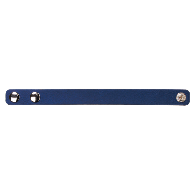 8 1/2" x 3/4" Blue/Black Leatherette Youth Cuff Bracelet 3