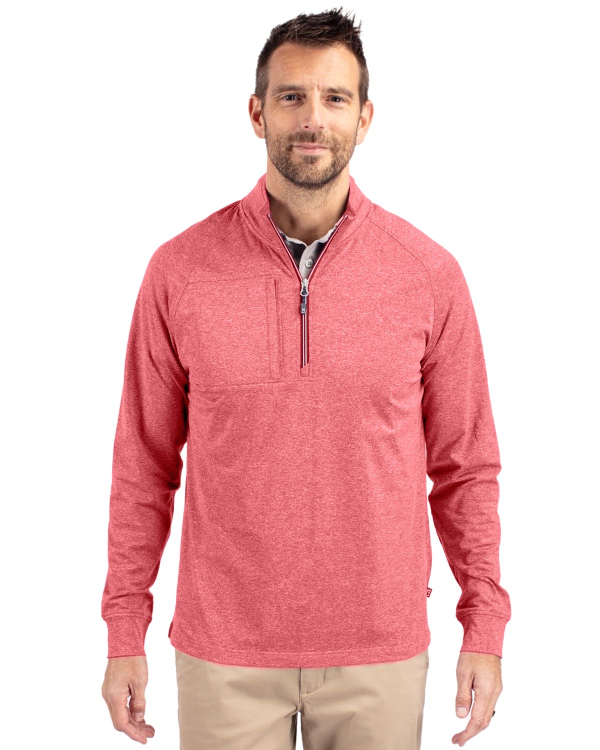 Cutter & Buck Adapt Recycled Soft Knit Stretch Mens Big & Tall Heathered Quarter Zip Pullover Big & Tall 49