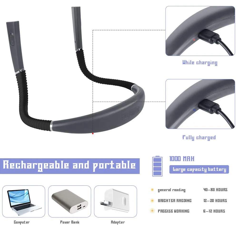 Custom 3 Color 9 Brightness Level LED Neck Reading Light 3
