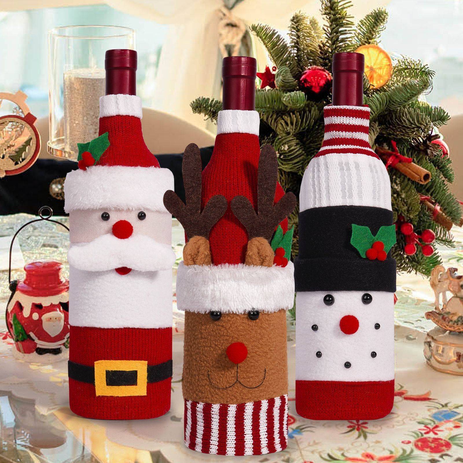 Cute Christmas Sweater Wine Bottle Cover 7