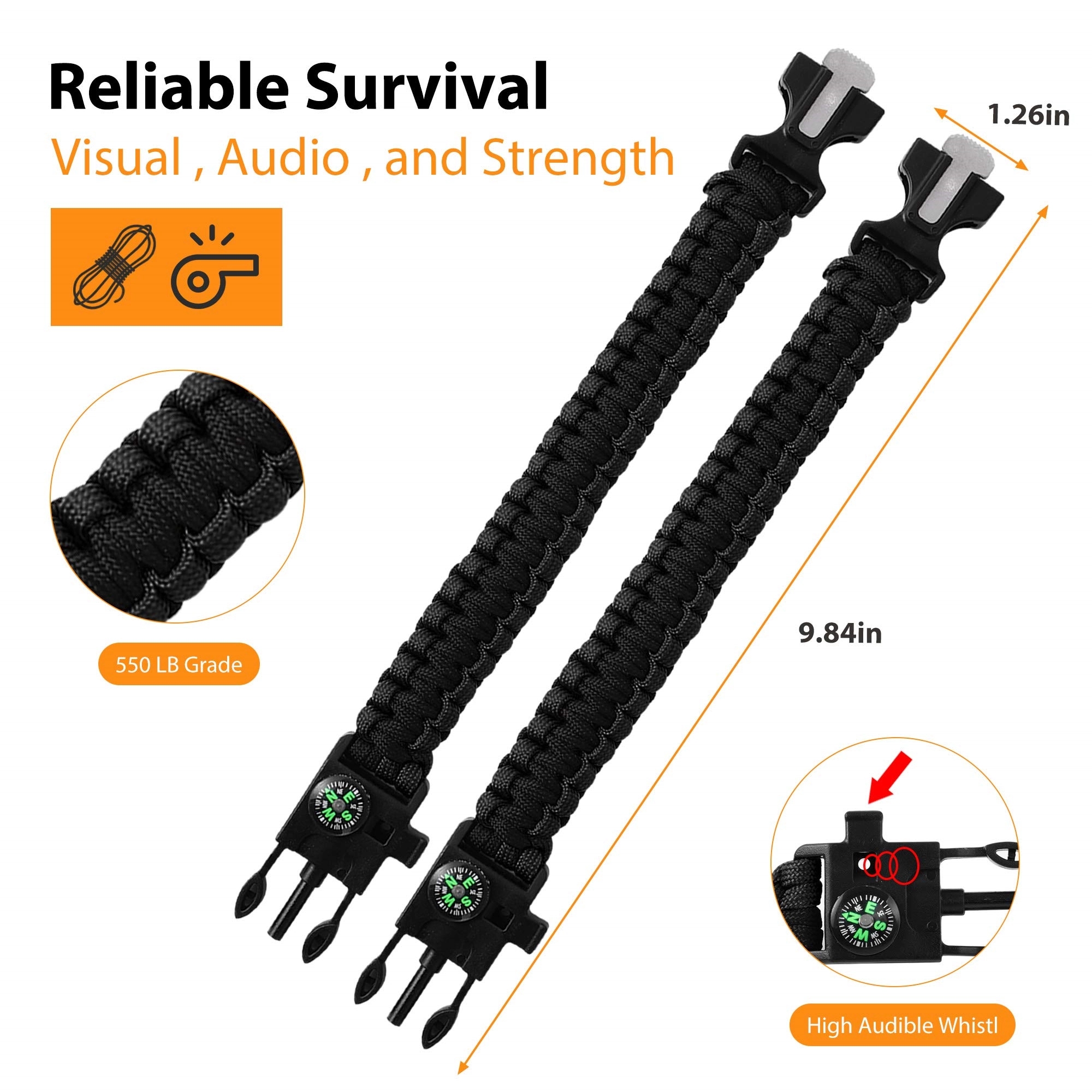 Survival Bracelets for Men Paracord Tactical 6