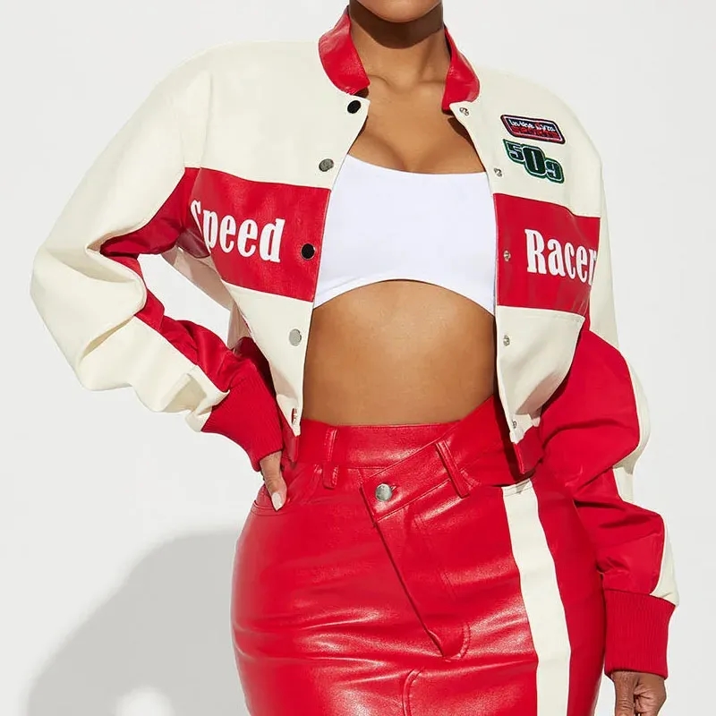 Women's Genuine Leather Racing Jacket 3