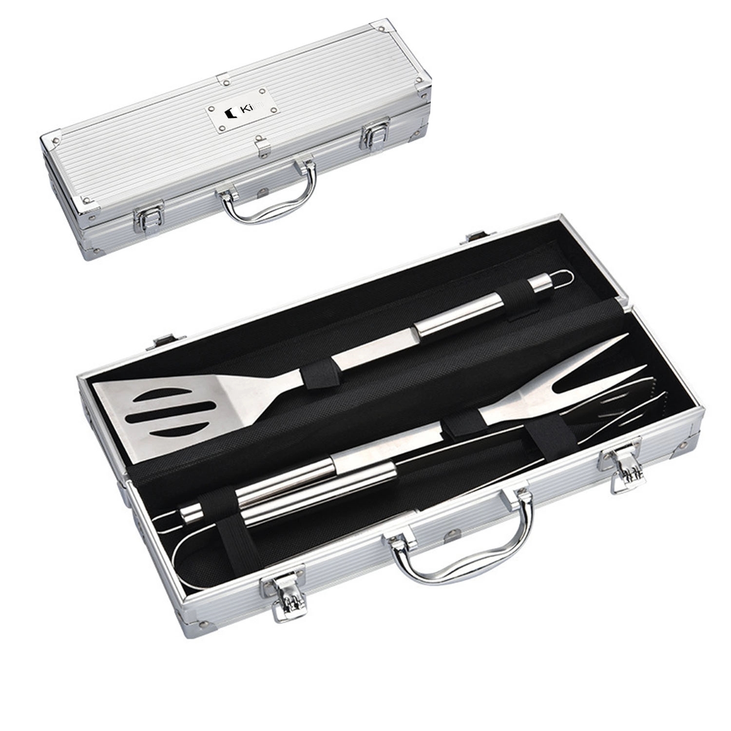 3 Piece Stainless Steel Bbq Set With Storage Case 3