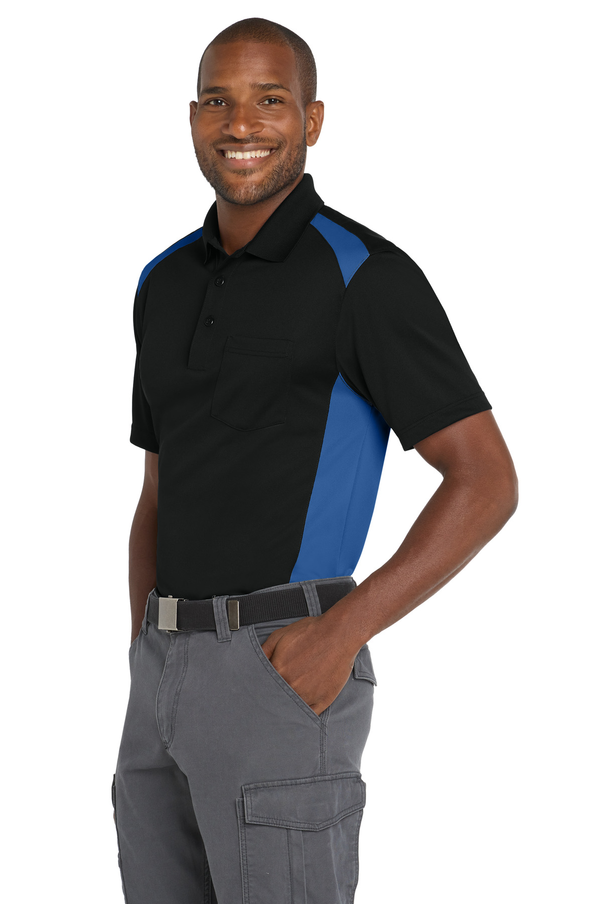 CornerStone Select Snag-Proof Two Way Colorblock Pocket Polo. CS416 24