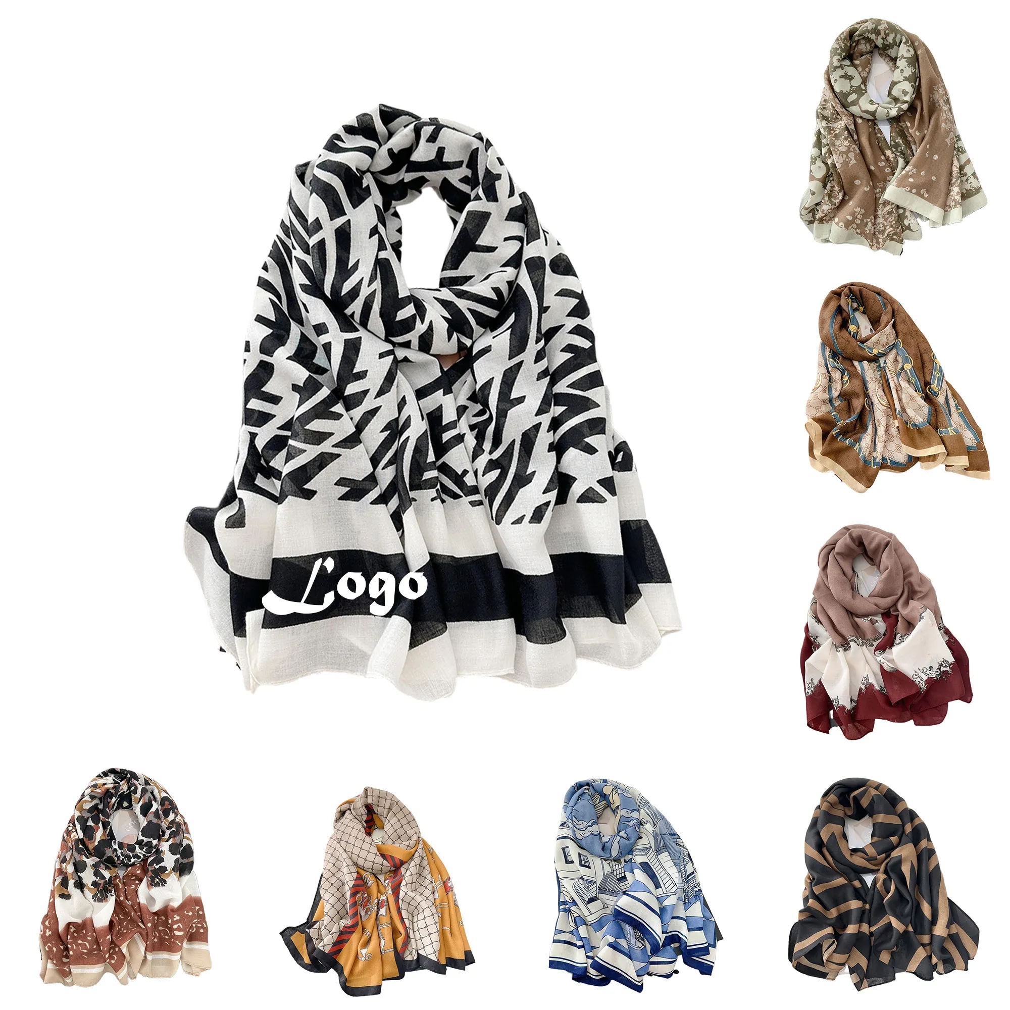 Vibrant Patterned Linen Colorful Scarf