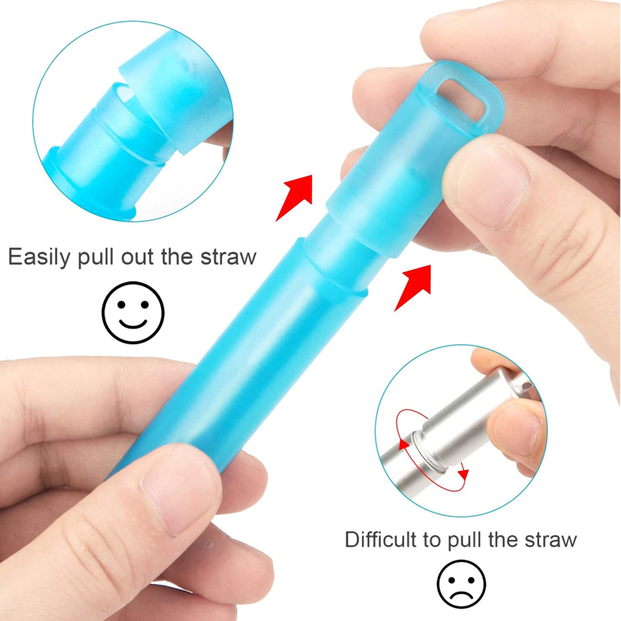 Reuseable Telescopic Stainless Steel Straw w/Silicone Tip 1