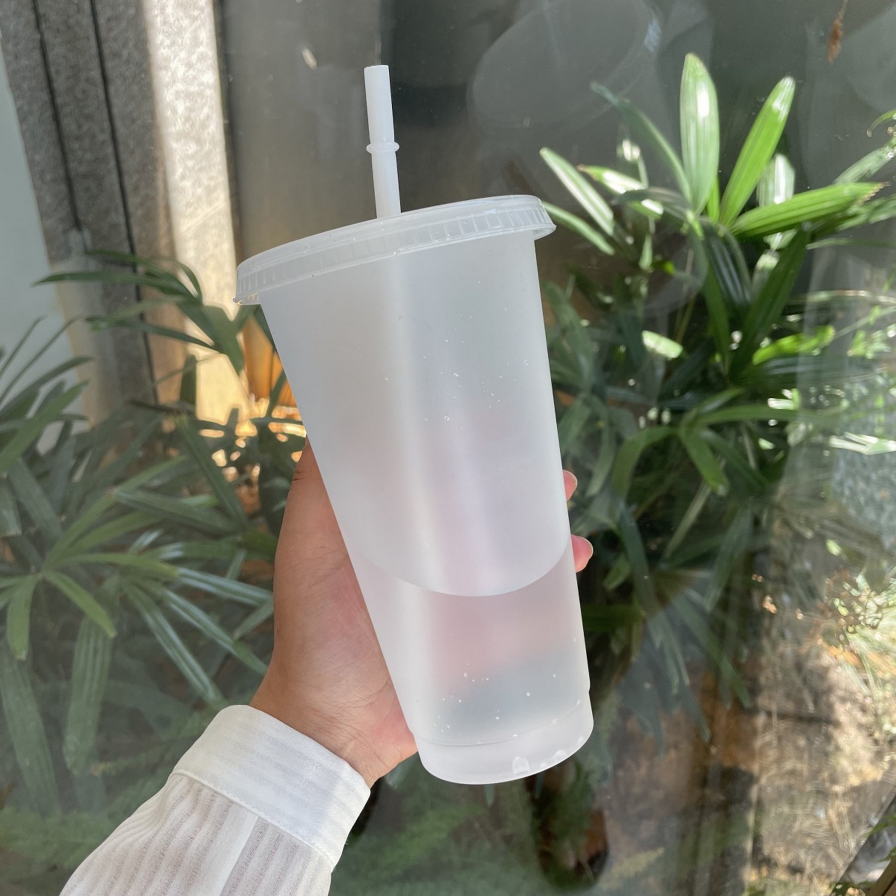 24oz Drinking Cups with Lid and Straw 2