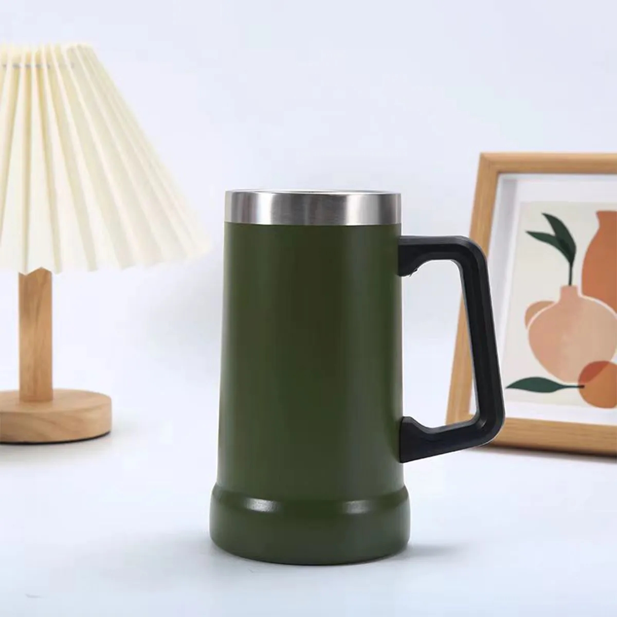 24oz. Vacuum Insulation Protable Cold Tumbler W/ Handle 6