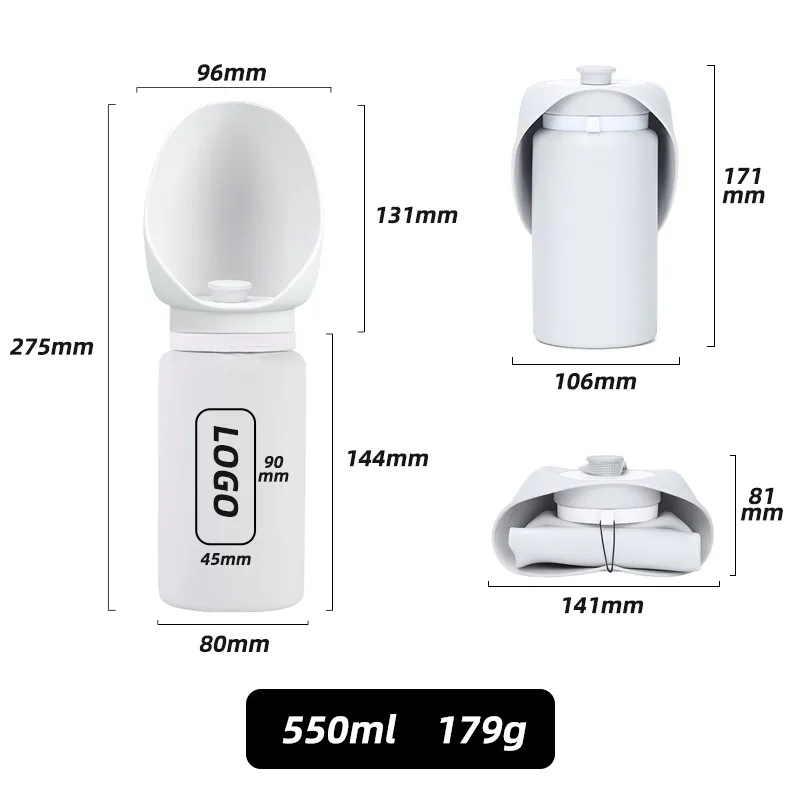 550ml Soft Silicone Collapsible Pet Travel Water Bottle 4