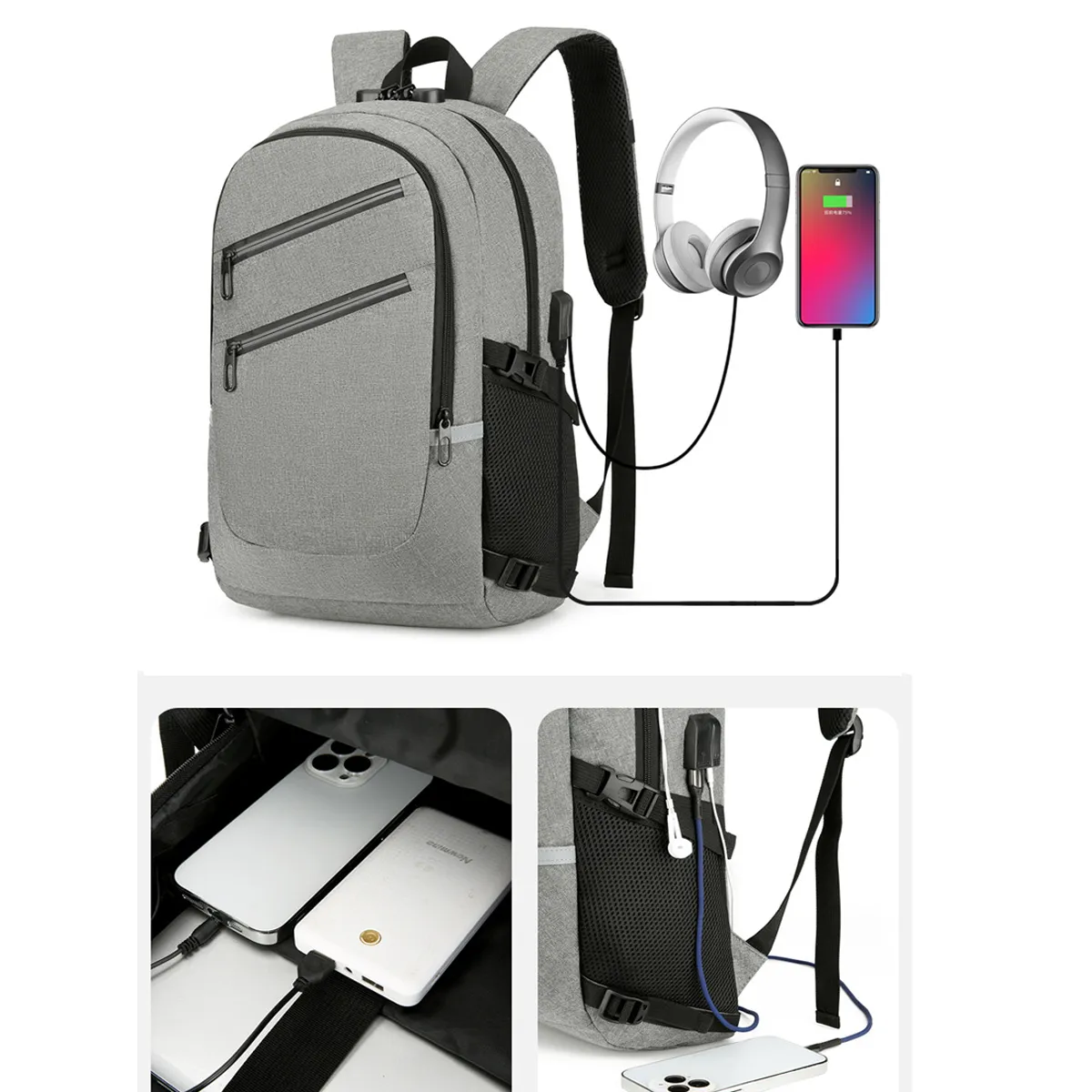 Daily Commute Combination Lock Travel Laptop Backpack 5