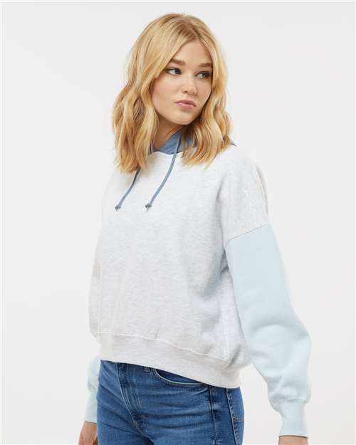 Women's Sueded Fleece Colorblocked Crop Hooded Sweatshirt - W23716 10