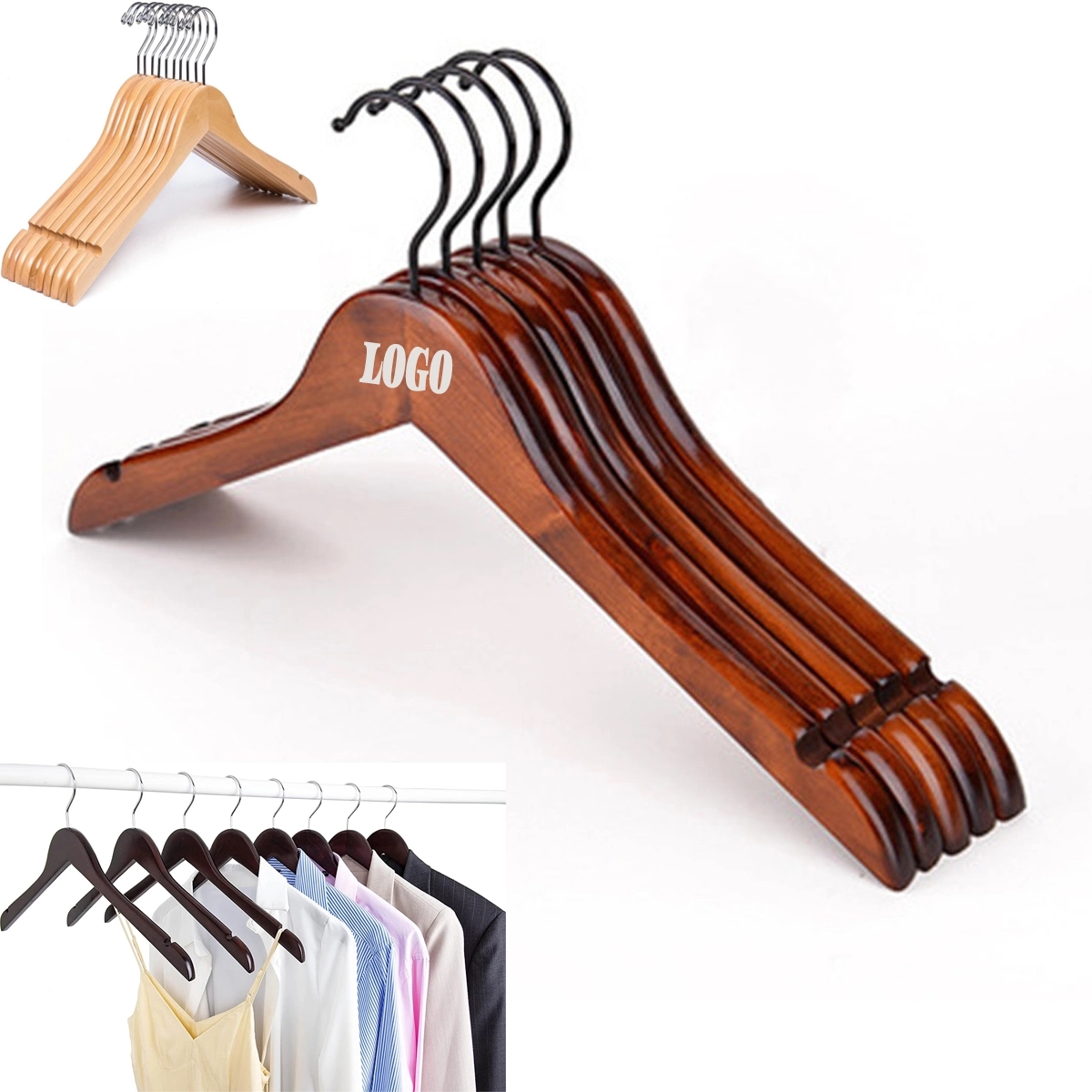 Solid Wood Shirt Dress Hangers 2