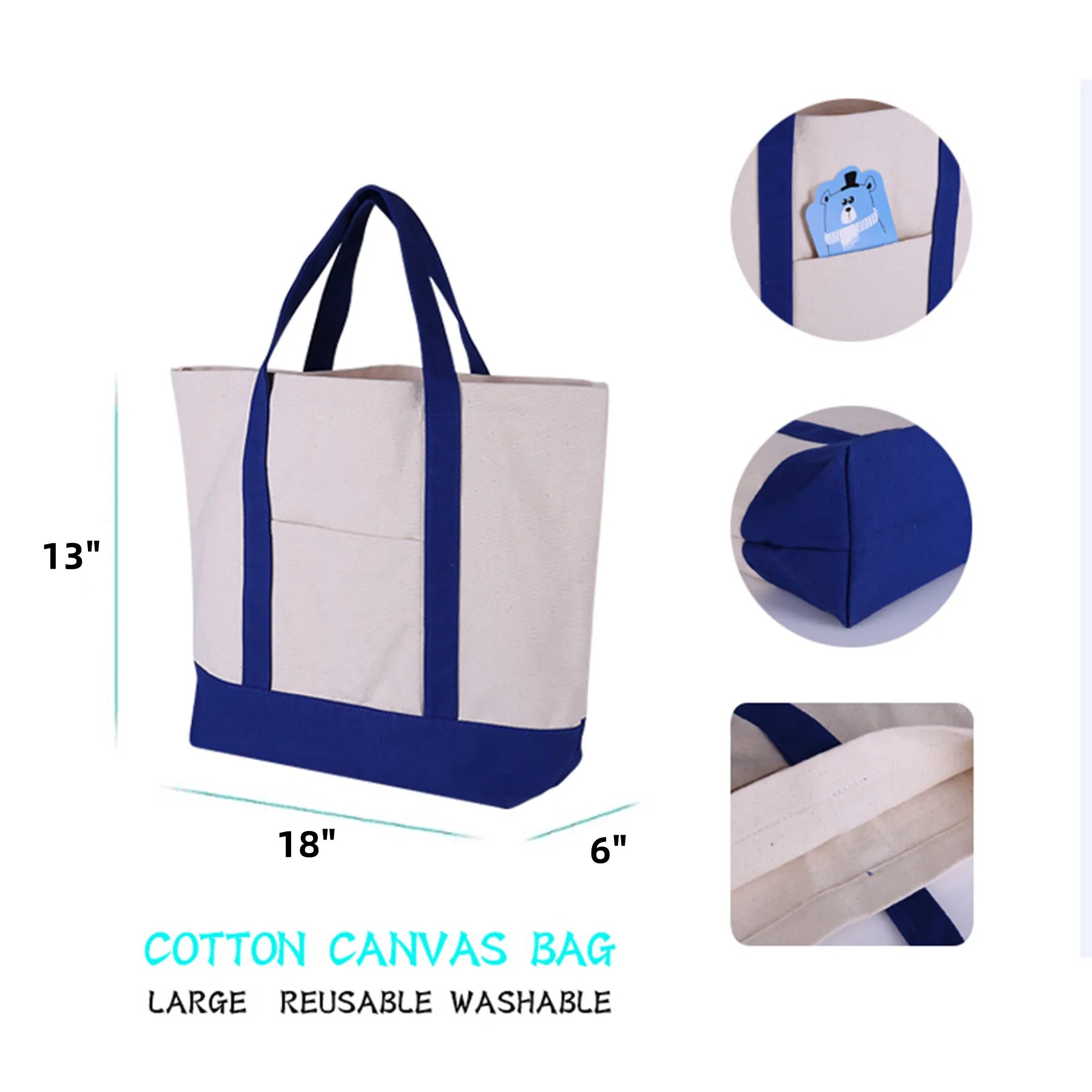12oz Canvas Shoulder Tote Bag MOQ 50PCS 2