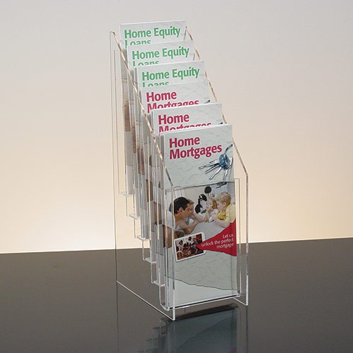 Countertop Brochure Holder All Clear 6-tier 6 pockets for 4"