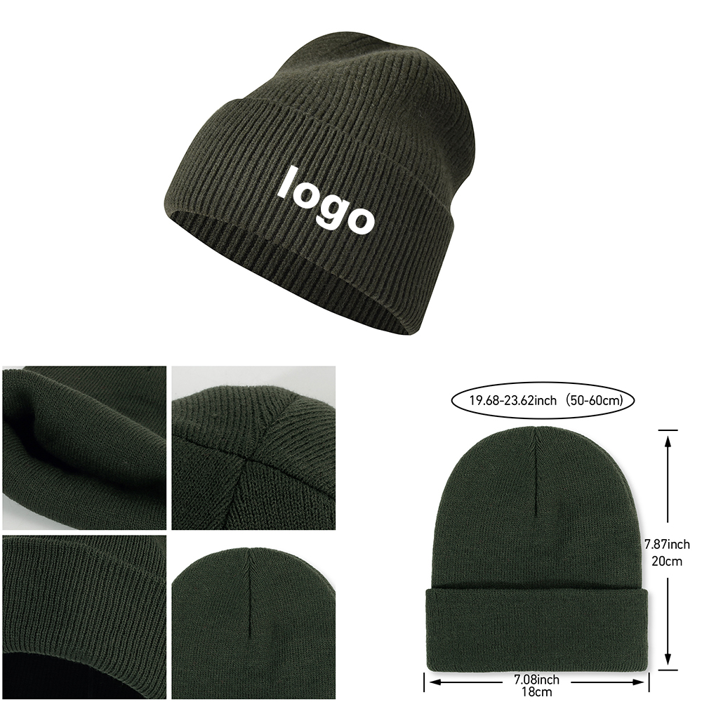 Embroidered Knit Rolled Cold Hat 2